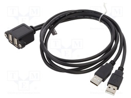 Cable; USB 2.0; USB A socket x2,USB A plug x2; 1m; black; 480Mbps