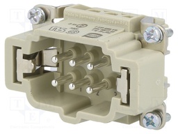 Connector: rectangular; male; Han E; PIN: 6; 6+PE; size 6B; 16A; 500V