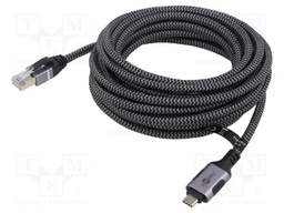 Cable; USB 3.1; RJ45 plug,USB C plug; 10m; 1Gbps; Øcable: 5.6mm