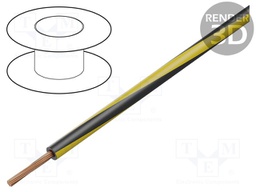 Wire; LgY; stranded; Cu; 1.5mm2; black-yellow; PVC; 300/500V; 100m