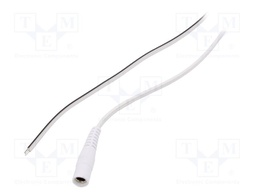 Cable; wires,DC 5,5/2,5 socket; straight; 0.5mm2; white; 5m