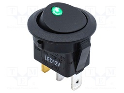 ROCKER; SPST-NO; Pos: 2; OFF-ON; 10A/125VAC; black; LED,point; RR1