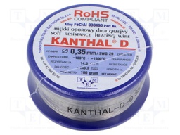 Resistance wire; 14Ω/m; -100÷1300°C; 0.1kg; Øout: 0.35mm; FeCrAl