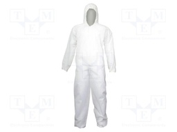 Protective coverall; Size: XXXL; white; with a hood; 50g/m2