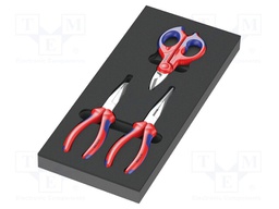 Kit: pliers; for gripping and bending,half-rounded nose