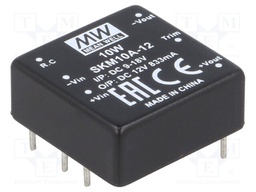 Converter: DC/DC; 10W; Uin: 9÷18V; 12VDC; Iout: 833mA; 1"x1",DIP