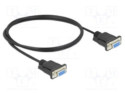 Cable; D-Sub 9pin socket,both sides; PVC; Len: 1m; black