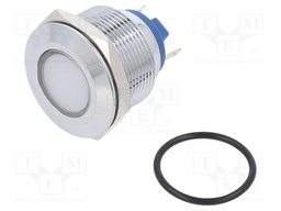 Indicator: LED; flat; 12VDC; 12VAC; Cutout: Ø22mm; brass