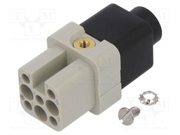 Connector: HDC; female; HD.7; PIN: 8; 7+PE; size 1; w/o contacts; 10A