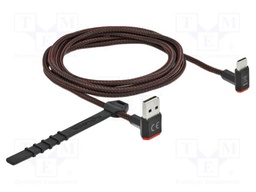 Cable; USB 2.0; gold-plated; 2m; black,red; 24AWG,28AWG; 480Mbps