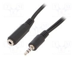 Cable; Jack 3.5mm 3pin socket,Jack 3.5mm 3pin plug; 1.5m; black
