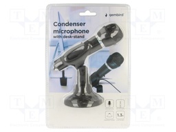 Microphone; black; Jack 3,5mm; Features: with switch; -58dB; 1.3m