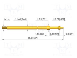 Test needle; Spring compression: 4mm; 5mm; 8A; CuBe; gold-plated