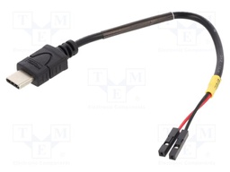 Cable; USB C plug,1pin pin header x2; 0.1m; black; 22AWG