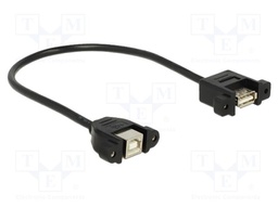 Cable; USB 2.0; USB A socket,USB B socket; 0.25m; black; 480Mbps