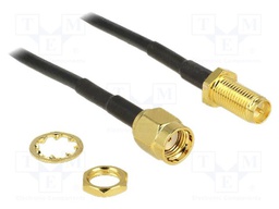 Cable; 200mm; RP-SMA male,RP-SMA female; black; Øcable: 2.8mm; 50Ω