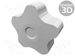 Knob; Dia: 50mm; M10; 20mm; H: 32mm; technopolymer (PP); black