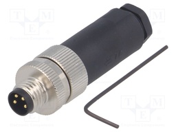 Connector: M8; male; PIN: 4; straight; unshielded; for cable; plug