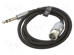 Cable; Jack 6,3mm plug,XLR female 3pin; 1m; Øcable: 6mm; textile
