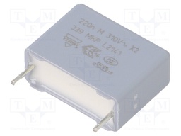 Capacitor: polypropylene; X2; 220nF; 15mm; ±20%; 7x13.5x17.5mm