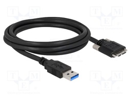 Cable; USB A plug,USB B micro plug; gold-plated; 2m; black; 5Gbps