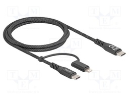 Cable; USB 2.0; Apple Lightning plug,USB C plug; 1m; black; metal