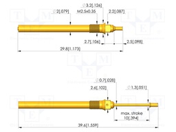 Test needle; Spring compression: 6mm; 10mm; 2A; steel; gold-plated
