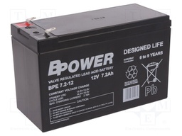 Re-battery: acid-lead; 12V; 7.2Ah; AGM; maintenance-free