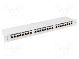 Patch panel; white; Number of ports: 24; Cat: 6a; RJ45 socket x24