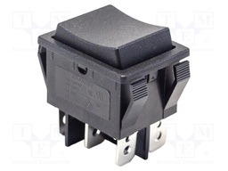 ROCKER; DP3T; Pos: 3; (ON)-OFF-(ON); 10A/250VAC; black; -20÷55°C