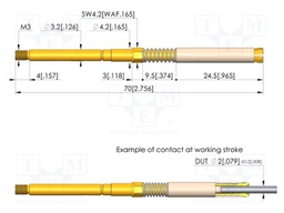 Test needle; Spring compression: 4mm; 5.3mm; 40A; CuBe; Ø: 4.2mm