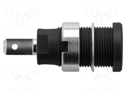 Socket; 4mm banana; 24A; black; nickel plated; screw,on panel