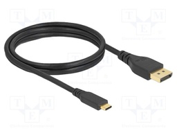 Cable; DisplayPort plug,USB C plug; DisplayPort 1.4; 1.5m; black