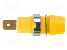 Socket; 4mm banana; 32A; 1kV; yellow; gold-plated; screw; insulated