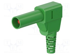 Connector: 4mm banana; plug; 32A; 500V; green; insulated; soldered