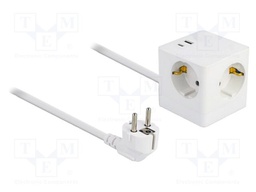Extension lead; 1.5m; white; Sockets no: 5; 16A