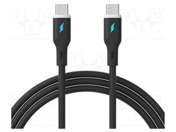 Cable; USB 2.0; USB C plug,both sides; nickel plated; 1m; black