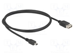 Cable; USB 2.0; USB A double sided socket,USB B mini plug; 1m