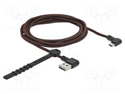 Cable; USB 2.0; gold-plated; 2m; black,red; 24AWG,28AWG; 480Mbps