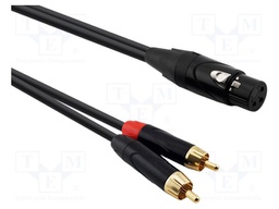 Cable; Jack 3.5mm plug,RCA plug x2; 1m; black; PVC
