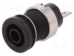 Socket; 4mm banana; 24A; black; nickel plated; screw,on panel