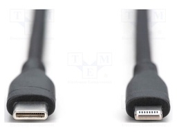 Cable; USB 2.0; Apple Lightning plug,USB C plug; nickel plated