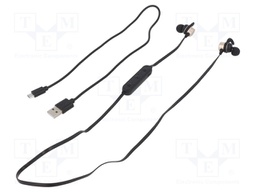 Bluetooth headphones with microphone; black,golden; 0.02÷22kHz