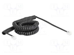 Cable: telephone; coiled; RJ11 plug,both sides; black; 32AWG