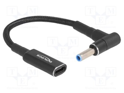 Cable; USB C socket,DC 4,5/3,0 plug; angled,straight; black