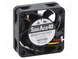 Axial Fan, 12 V, DC, 40 mm, 15 mm, 12.7 cu.ft/min, 0.36 m³/min
