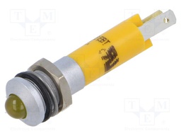 Indicator: LED; prominent; yellow; 24VDC; Ø8mm; metal,plastic