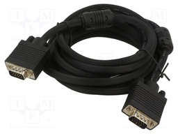 Cable; D-Sub 15pin HD male,both sides; black; 3m; Core: Cu
