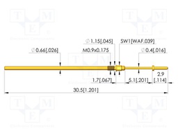 Test needle; Spring compression: 4mm; 5mm; 3A; CuBe; gold-plated