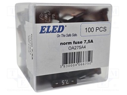 Fuse: fuse; 7.5A; 32VDC; automotive; 19.2mm; 19.2x5.2x19.2mm